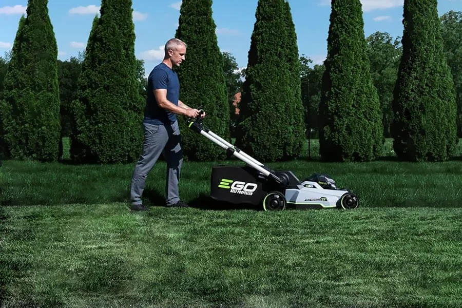 self-propelled electric lawn mower